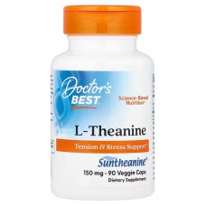 Теанин, L-Theanine, Doctor's Best, 150 мг, 90 веганских капсул Теанин, L-Theanine, Doctor's Best, 150 мг, 90 веганских капсул