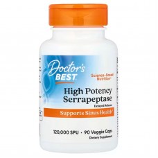 Серрапептаза, Serrapeptase, Doctor's Best, 120,000 SPUs, высокой эффективности, 90 веганских капсул Серрапептаза, Serrapeptase, Doctor's Best, 120,000 SPUs, высокой эффективности, 90 веганских капсул