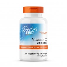 Витамин D3, Vitamin D3, Doctor's Best, 125 мкг (5000 МЕ), 360 гелевых капсул Витамин D3, Vitamin D3, Doctor's Best, 125 мкг (5000 МЕ), 360 гелевых капсул