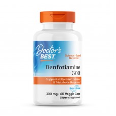 Бенфотіамін, Benfotiamine 300 with BenfoPure, Doctor's Best, з BenfoPure, 300 мг, 60 веганських капсул Бенфотіамін, Benfotiamine 300 with BenfoPure, Doctor's Best, з BenfoPure, 300 мг, 60 веганських капсул