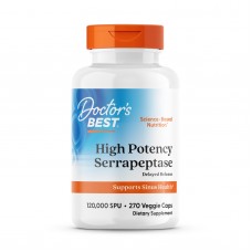 Серрапептаза, Serrapeptase, Doctor's Best, 120.000 SPUs, высокой эффективности, 270 веганских капсул Серрапептаза, Serrapeptase, Doctor's Best, 120.000 SPUs, высокой эффективности, 270 веганских капсул