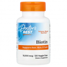Біотин, Biotin, Doctor's Best, 10 000 мкг, 120 веганських капсул Біотин, Biotin, Doctor's Best, 10 000 мкг, 120 веганських капсул