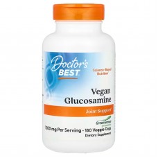 Глюкозамин сульфат, Vegan Glucosamine Sulfate with GreenGrown Glucosamine, Doctor's Best, 1500 мг, 180 веганских капсул (750 мг в капсуле) Глюкозамин сульфат, Vegan Glucosamine Sulfate with GreenGrown Glucosamine, Doctor's Best, 1500 мг, 180 веганских капсул (750 мг в капсуле)