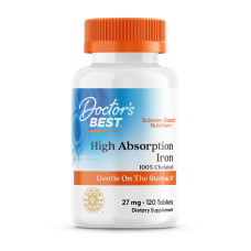 Залізо, High Absorption Iron, Doctor's Best, 27 мг, 120 таблеток