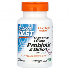 Пробіотики для травлення, Digestive Health, Probiotic 2 Billion with LactoSpore, Doctor's Best, 2 млрд КУО, 60 веганських капсул Пробіотики для травлення, Digestive Health, Probiotic 2 Billion with LactoSpore, Doctor's Best, 2 млрд КУО, 60 веганських капсул