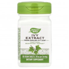 Плющ, Ivy Extract, Nature's Way, экстракт, 50 мг, 90 веганских таблеток (25 мг на таблетку) Плющ, Ivy Extract, Nature's Way, экстракт, 50 мг, 90 веганских таблеток (25 мг на таблетку)