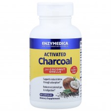 Активированный уголь, Activated Charcoal, Enzymedica, 60 капсул Активированный уголь, Activated Charcoal, Enzymedica, 60 капсул