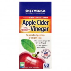 Яблочный уксус  с матричной кислотой, Apple Cider Vinegar, Enzymedica, 60 капсул (355 мг на капсулу) Яблочный уксус  с матричной кислотой, Apple Cider Vinegar, Enzymedica, 60 капсул (355 мг на капсулу)