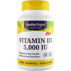 Витамин D3, Vitamin D3, Healthy Origins, 5000 МЕ, 120 гелевых капсул Витамин D3, Vitamin D3, Healthy Origins, 5000 МЕ, 120 гелевых капсул
