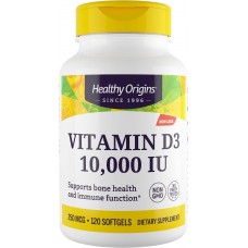 Витамин D3, Vitamin D3, Healthy Origins, 10 000 МЕ, 120 гелевых капсул Витамин D3, Vitamin D3, Healthy Origins, 10 000 МЕ, 120 гелевых капсул