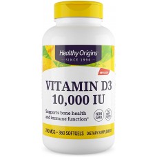 Витамин D3, Vitamin D3, Healthy Origins, 10 000 МЕ, 360 гелевых  капсул Витамин D3, Vitamin D3, Healthy Origins, 10 000 МЕ, 360 гелевых  капсул