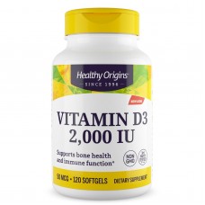 Витамин D3, Vitamin D3, Healthy Origins, 2000 МЕ, 120 гелевых капсул Витамин D3, Vitamin D3, Healthy Origins, 2000 МЕ, 120 гелевых капсул