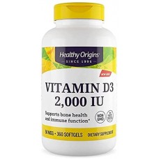 Витамин D3, Vitamin D3, Healthy Origins, 2000 МЕ, 360 гелевых капсул Витамин D3, Vitamin D3, Healthy Origins, 2000 МЕ, 360 гелевых капсул