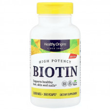 Біотин, Biotin, Healthy Origins, висока концентрація, 5000 мкг, 360 вегетаріанських капсул Біотин, Biotin, Healthy Origins, висока концентрація, 5000 мкг, 360 вегетаріанських капсул