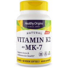 Витамин K2 в форме MK7, Vitamin K2 as MK-7, Healthy Origins, 100 мкг, 60 вегетарианских мягких капсул Витамин K2 в форме MK7, Vitamin K2 as MK-7, Healthy Origins, 100 мкг, 60 вегетарианских мягких капсул