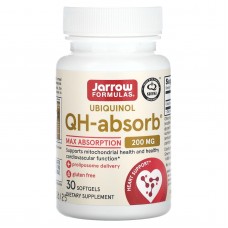 Убихинол, Ubiquinol, QH-Absorb, Jarrow Formulas, 200 мг, 30 капсул Убихинол, Ubiquinol, QH-Absorb, Jarrow Formulas, 200 мг, 30 капсул