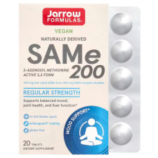 Аденозилметіонін, Sam-e (S-Adenosyl-L-Methionine), Jarrow Formulas, 200 мг, 20 таблеток, покритих кишковорозчинною оболонкою Аденозилметіонін, Sam-e (S-Adenosyl-L-Methionine), Jarrow Formulas, 200 мг, 20 таблеток, покритих кишковорозчинною оболонкою
