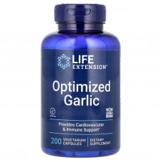 Часник оптимізований, Optimized Garlic, Life Extension, 200 вегетаріанських капсул (600 мг на капсулу)
