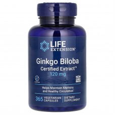 Гінкго Білоба, Ginkgo Biloba, Life Extension, сертифікований екстракт, 120 мг, 365 вегетаріанських капсул Гінкго Білоба, Ginkgo Biloba, Life Extension, сертифікований екстракт, 120 мг, 365 вегетаріанських капсул