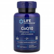 Коензим CoQ10 (убіхінон) з d-лимоненом, CoQ10 Ubiquinone with d-Limonene, Life Extension, 100 мг, 60 гелевих капсул Коензим CoQ10 (убіхінон) з d-лимоненом, CoQ10 Ubiquinone with d-Limonene, Life Extension, 100 мг, 60 гелевих капсул