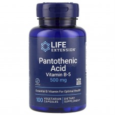 Пантотенова кислота (вітамін В-5), Pantothenic Acid, Life Extension, 500 мг, 100 вегетаріанських капсул Пантотенова кислота (вітамін В-5), Pantothenic Acid, Life Extension, 500 мг, 100 вегетаріанських капсул