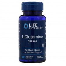 Глутамін, L-Glutamine, Life Extension, 500 мг, 100 капсул Глутамін, L-Glutamine, Life Extension, 500 мг, 100 капсул