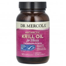 Жир криля для женщин, Krill Oil, Dr. Mercola, антарктический, 90 капсул Жир криля для женщин, Krill Oil, Dr. Mercola, антарктический, 90 капсул