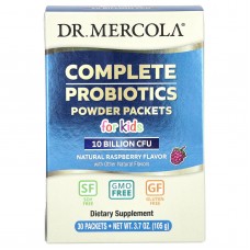 Пробиотики для детей, Complete Probiotics, Dr. Mercola, порошок, 10 млрд КОЕ, вкус малины, 30 пакетов по 3.5 г каждый Пробиотики для детей, Complete Probiotics, Dr. Mercola, порошок, 10 млрд КОЕ, вкус малины, 30 пакетов по 3.5 г каждый