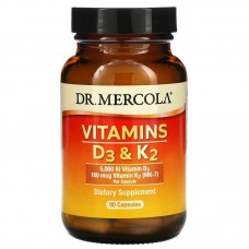 Витамины D3 и К2, Vitamins D3 & K2, Dr. Mercola, 5,000 МЕ, 90 капсул Витамины D3 и К2, Vitamins D3 & K2, Dr. Mercola, 5,000 МЕ, 90 капсул
