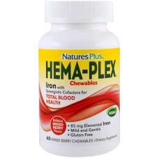 Витаминно-минеральный комплекс с ягодным вкусом, Hema-Plex, Nature's Plus, смесь ягод, 60 жевательных таблеток Витаминно-минеральный комплекс с ягодным вкусом, Hema-Plex, Nature's Plus, смесь ягод, 60 жевательных таблеток