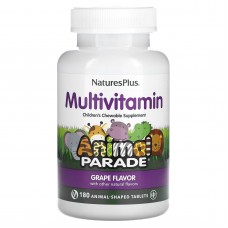 Витамины для детей, Multi-Vitamin and Mineral, Nature's Plus, Animal Parade, вкус винограда, 180 животных Витамины для детей, Multi-Vitamin and Mineral, Nature's Plus, Animal Parade, вкус винограда, 180 животных