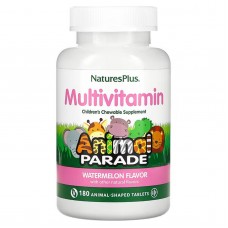 Витамины для детей, Multi-Vitamin and Mineral, Nature's Plus, Animal Parade, вкус арбуза, 180 жевательных конфет в форме животных Витамины для детей, Multi-Vitamin and Mineral, Nature's Plus, Animal Parade, вкус арбуза, 180 жевательных конфет в форме животных