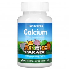 Жевательный кальций для детей, Chewable Calcium, Nature's Plus, Animal Parade, вкус ванили, 90 таблеток Жевательный кальций для детей, Chewable Calcium, Nature's Plus, Animal Parade, вкус ванили, 90 таблеток