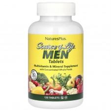 Мультивитамины и минерали для мужчин,  Source of Life Men, Nature's Plus, Source of Life Men,  с концентрированными цельными продуктами, без железа, 120 таблеток Мультивитамины и минерали для мужчин,  Source of Life Men, Nature's Plus, Source of Life Men,  с концентрированными цельными продуктами, без железа, 120 таблеток