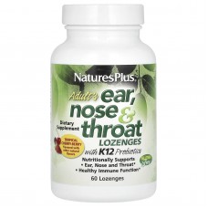 Ухо, Горло, Нос,Adult's Ear, Nose & Throat Lozenges with K12 Probiotic, Nature's Plus, для взрослых, вкус  тропическая вишня-ягода, 60 леденцов Ухо, Горло, Нос,Adult's Ear, Nose & Throat Lozenges with K12 Probiotic, Nature's Plus, для взрослых, вкус  тропическая вишня-ягода, 60 леденцов