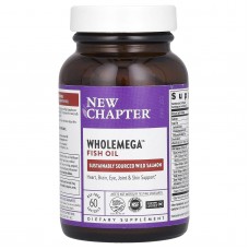 Жир аляскинского лосося, Wholemega Fish Oil, New Chapter, 60 гелевых капсул Жир аляскинского лосося, Wholemega Fish Oil, New Chapter, 60 гелевых капсул