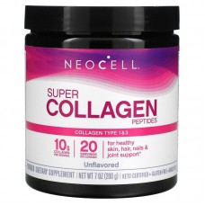 Коллагеновые пептиды, супер, Collagen Peptides, Neocell, без ароматизаторов, тип 1 и 3, 200 г