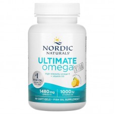Екстра Омега-3, Ultimate Omega Xtra, Nordic Naturals, лимон, 1000 мг, 60 капсул