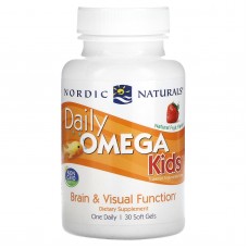 Рыбий жир для детей, Daily Omega Kids, Nordic Naturals, 1 в день, фруктовый вкус, 30  капсул Рыбий жир для детей, Daily Omega Kids, Nordic Naturals, 1 в день, фруктовый вкус, 30  капсул