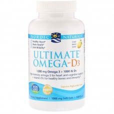 Рыбий жир омега-D3 (лимон), Ultimate Omega-D3, Nordic Naturals, 1000 мг, 120 гелевых капсул Рыбий жир омега-D3 (лимон), Ultimate Omega-D3, Nordic Naturals, 1000 мг, 120 гелевых капсул