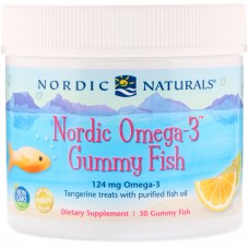 Рыбий жир для детей (мандарин), Omega-3 Gummy Fish, Nordic Naturals, 124 мг, 30 желе Рыбий жир для детей (мандарин), Omega-3 Gummy Fish, Nordic Naturals, 124 мг, 30 желе