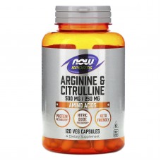Аргинин и цитруллин, Arginine & Citrulline, Now Foods, Sports, 500 мг/250 мг, 120 вегетарианских капсул Аргинин и цитруллин, Arginine & Citrulline, Now Foods, Sports, 500 мг/250 мг, 120 вегетарианских капсул