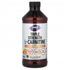 L-карнітин, L-Carnitine, NOW Foods, Sports, потрійна сила, рідкий, смак цитрусу 473 мл