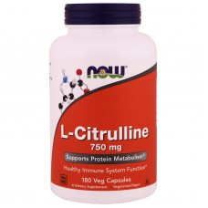 Цитруллин, L-Citrulline, Now Foods, 750 мг, 180 вегетарианских капсул Цитруллин, L-Citrulline, Now Foods, 750 мг, 180 вегетарианских капсул