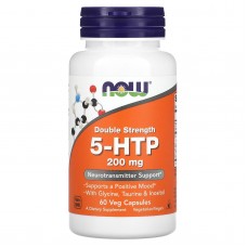 5-HTP, 5-гидрокситриптофан, 5-HTP, NOW Foods, двойная сила, 200 мг, 60 вегетарианских капсул 5-HTP, 5-гидрокситриптофан, 5-HTP, NOW Foods, двойная сила, 200 мг, 60 вегетарианских капсул