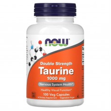 Таурин, Taurine, Now Foods, двойная сила, 1000 мг, 100 вегетарианских капсул