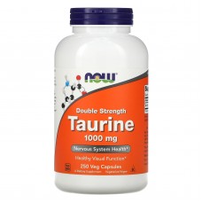 Таурин, Taurine, Now Foods, двойная сила, 1000 мг, 250 вегетарианских капсул