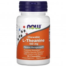 L-теанин, Chewable L-Theanine, Now Foods, 100 мг, 90 жевательных таблеток L-теанин, Chewable L-Theanine, Now Foods, 100 мг, 90 жевательных таблеток