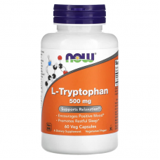 Триптофан, L-Tryptophan, Now Foods, 500 мг, 60 капсул