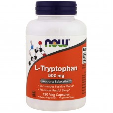 Триптофан, L-Tryptophan, Now Foods, 500 мг, 120 вегетарианских  капсул